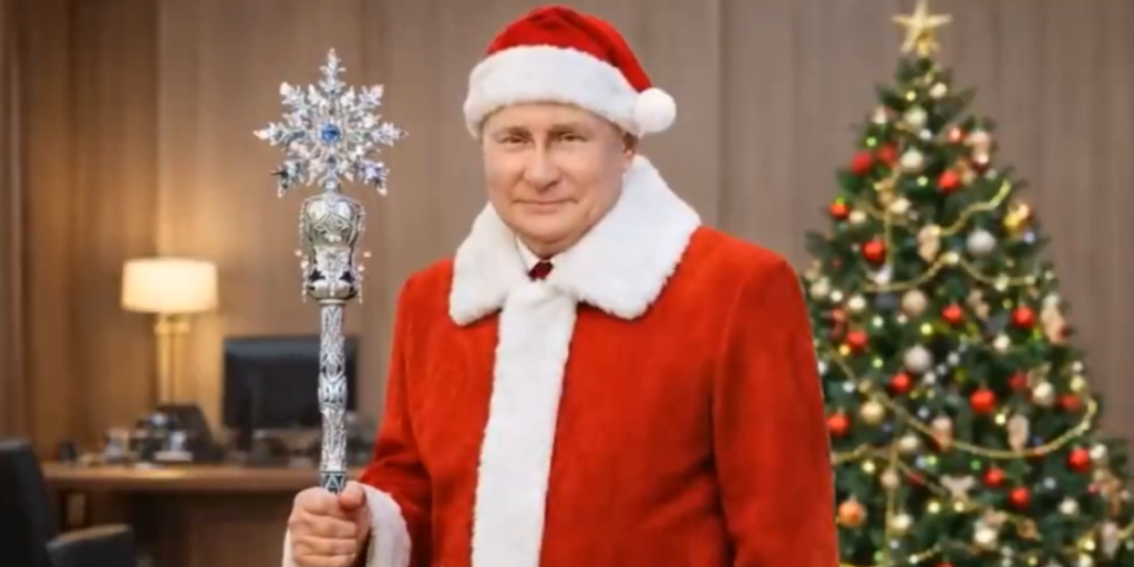 Russian diplomat shares threatening AI video of Putin as Santa