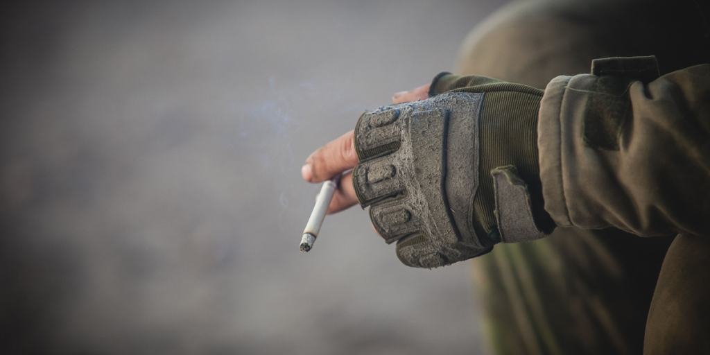 Soldier, smoking, cigarette