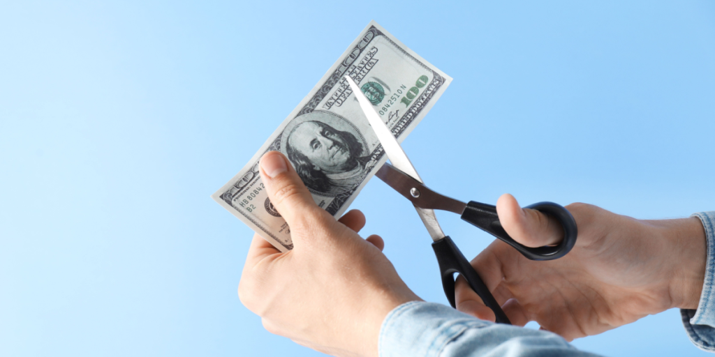 Dollar, cut, tax, concept, budget