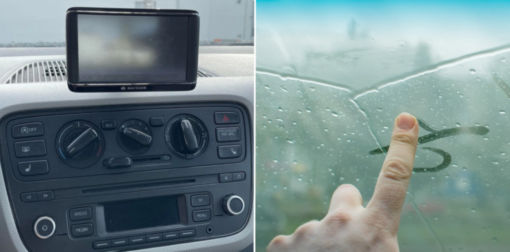 bil indeni knap forrude dug