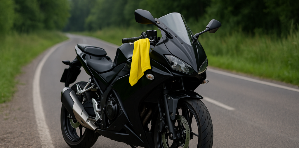 Ser du en gul trasa på en motorcykel har det en betydelse: Det här bör du göra