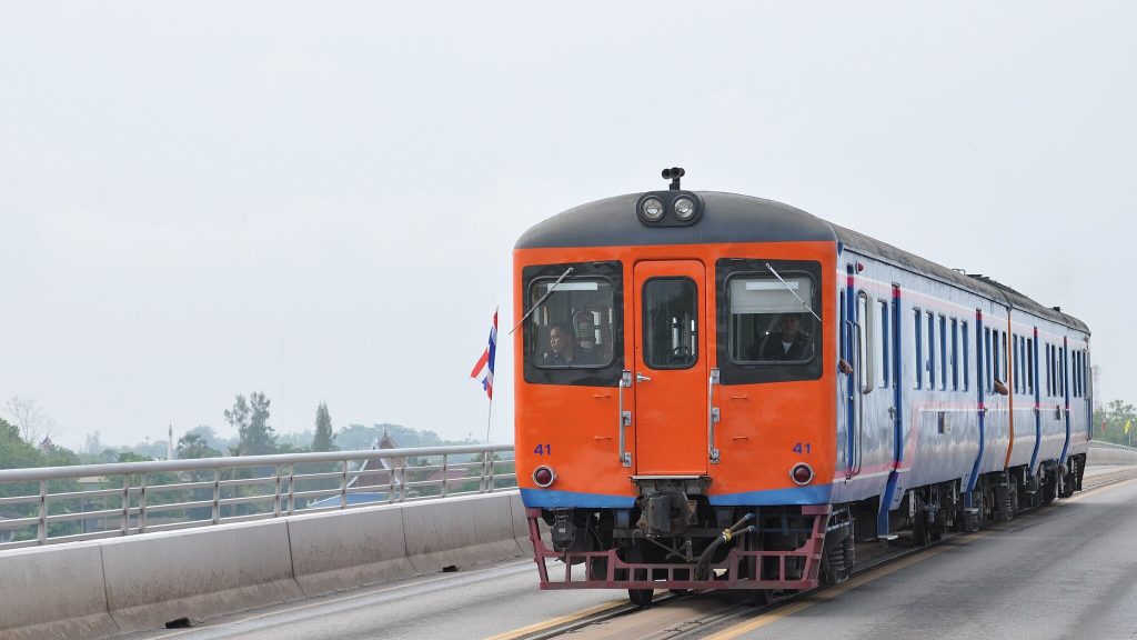 A Thailand- Laos train on the Friendship Bridge