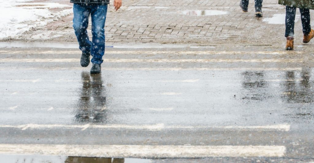 Winter, ice, slippery