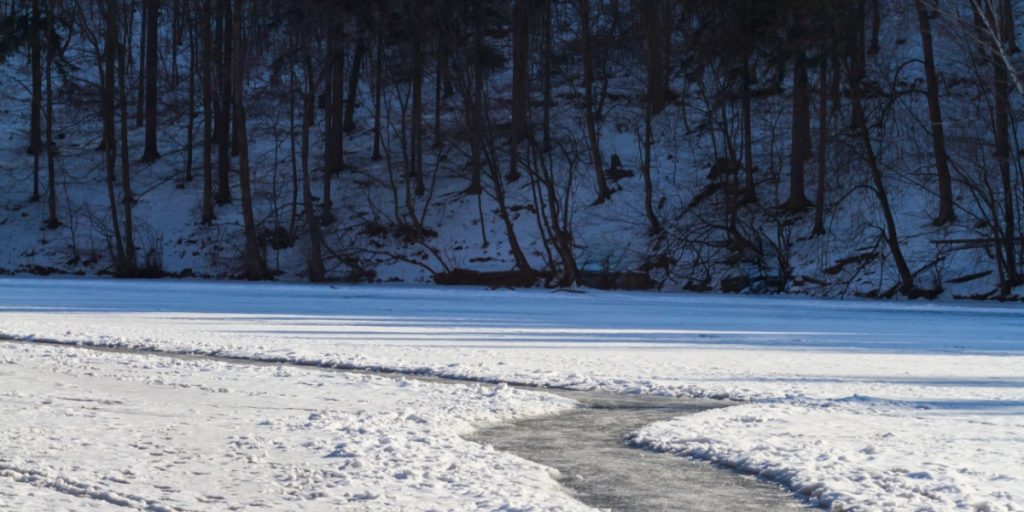 Is på sø, ice on lake, sne, snow