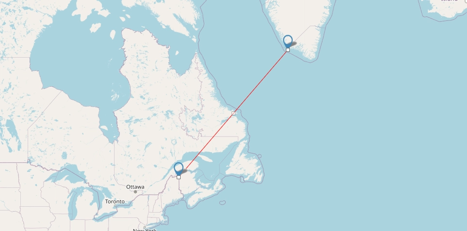 USA, Greenland, distance