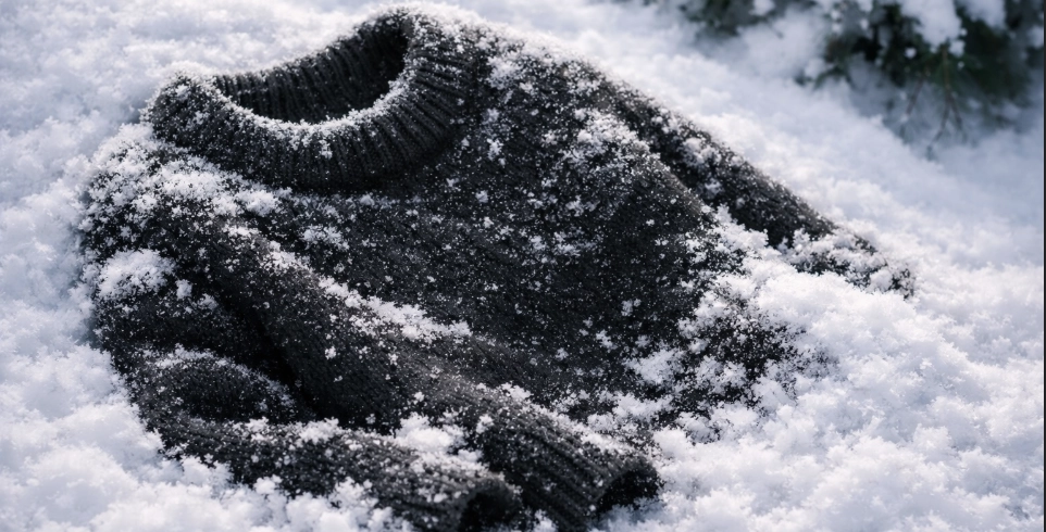 Wool sweater in the snow