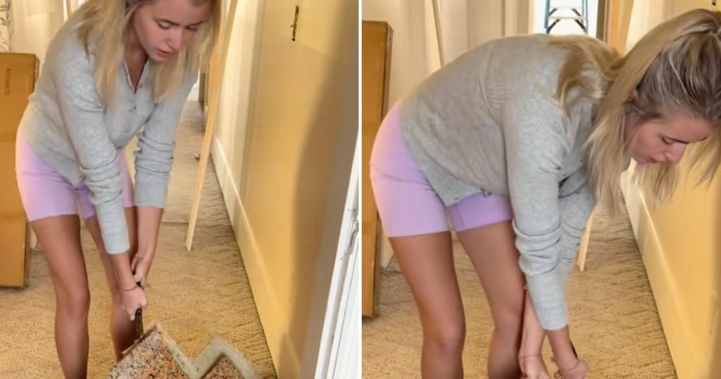 Kvinde river tæppe op: Hvad der gemmer sig nedenunder, får hende til at stoppe brat