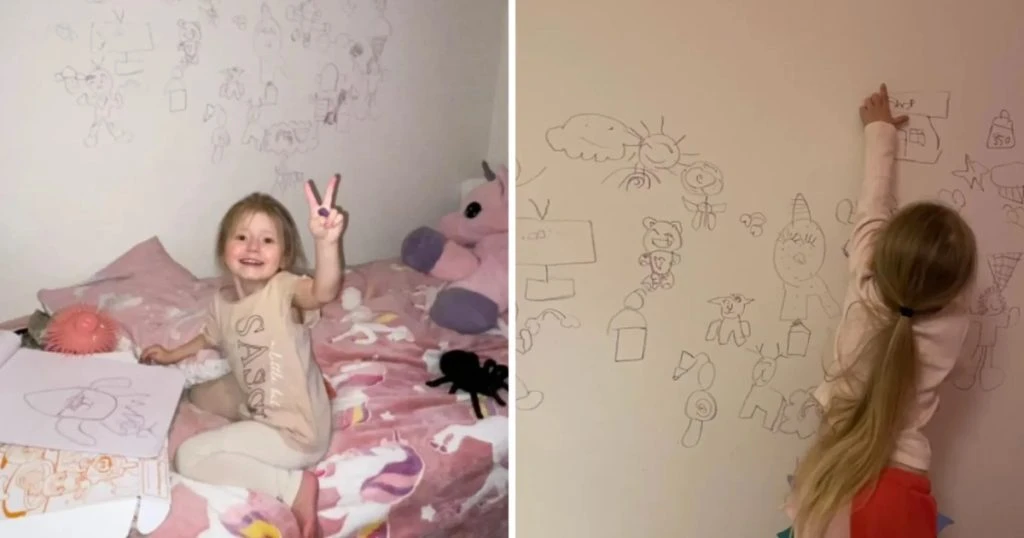 4-årig datter tegnede overalt på væg: Nu er mors fantastiske reaktion gået viralt