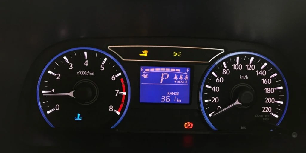 Blue coolant light, blå lampe lyser