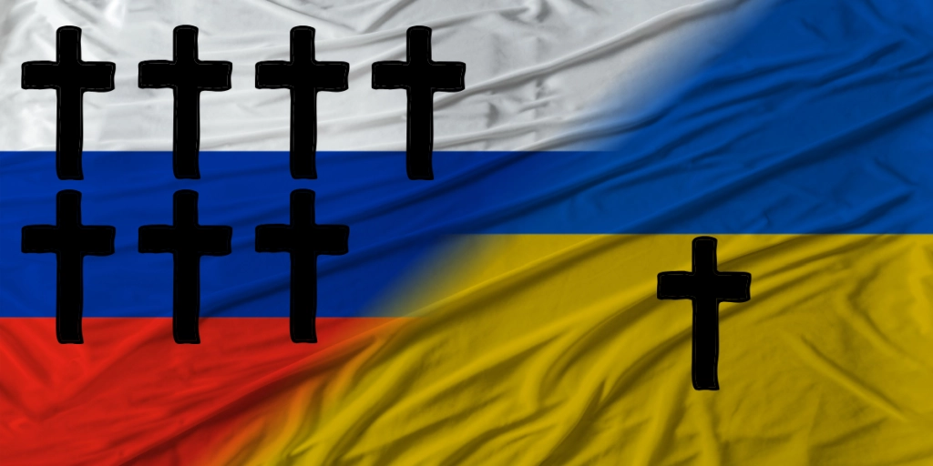 Russia, Ukraine, flag, crosses, casualties