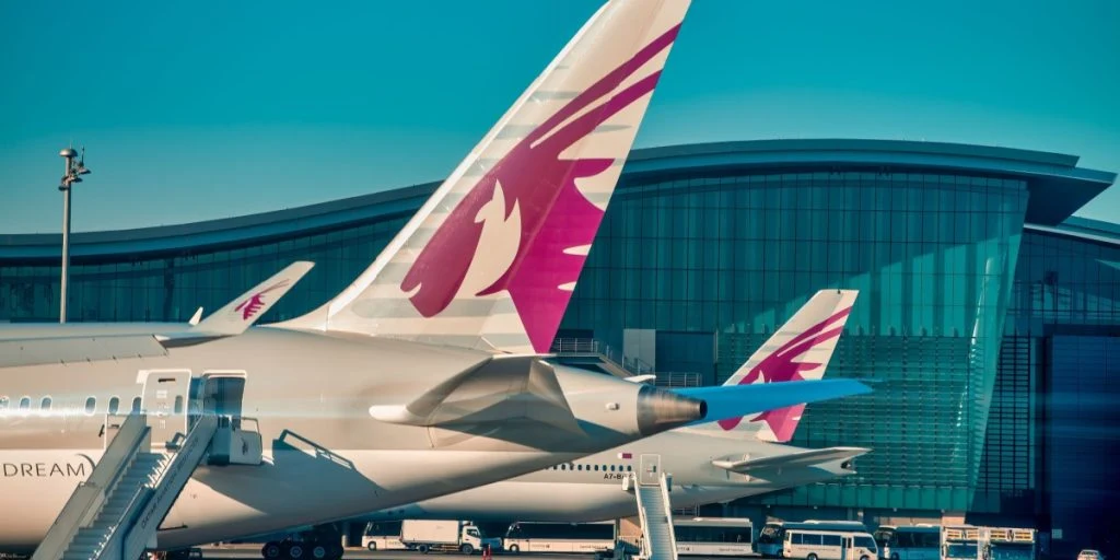 Qatar Airways planes at gate