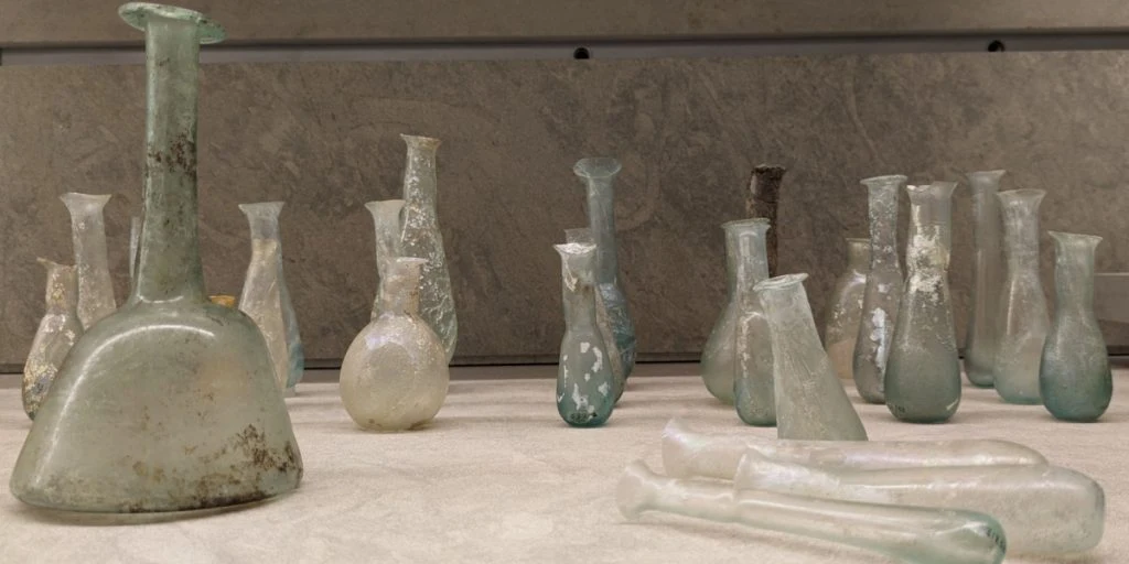 Ancient glass jars and bottles