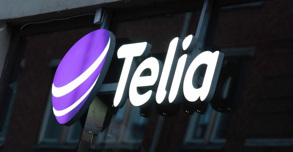 Telia skylt i lila