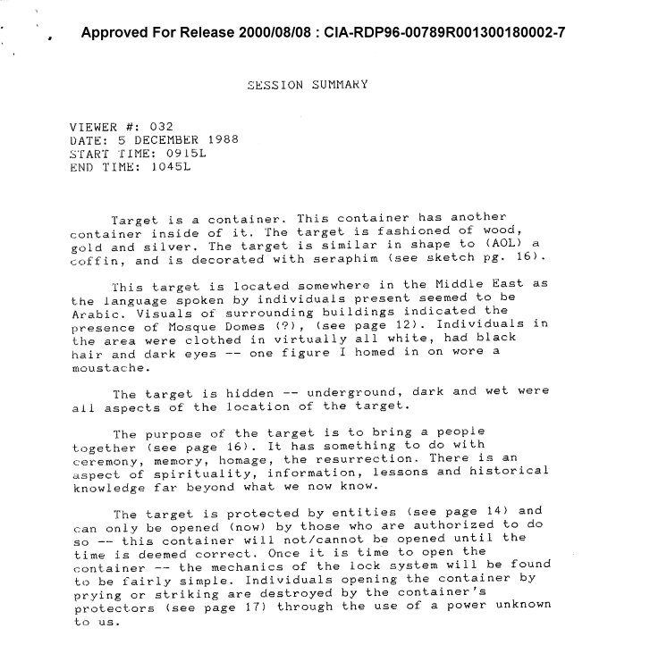 Ark of the Covenant, cia