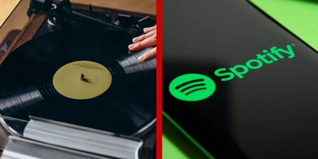 Listening to vinyl on record player or listening to Spotify on smartphone