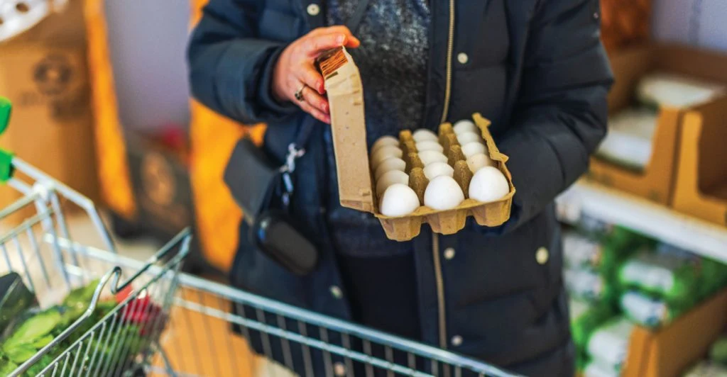 Handla i butik, shopping, ägg