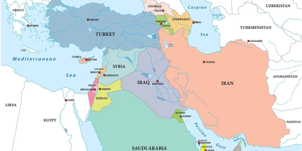 Map, Middle East, Mediterannean