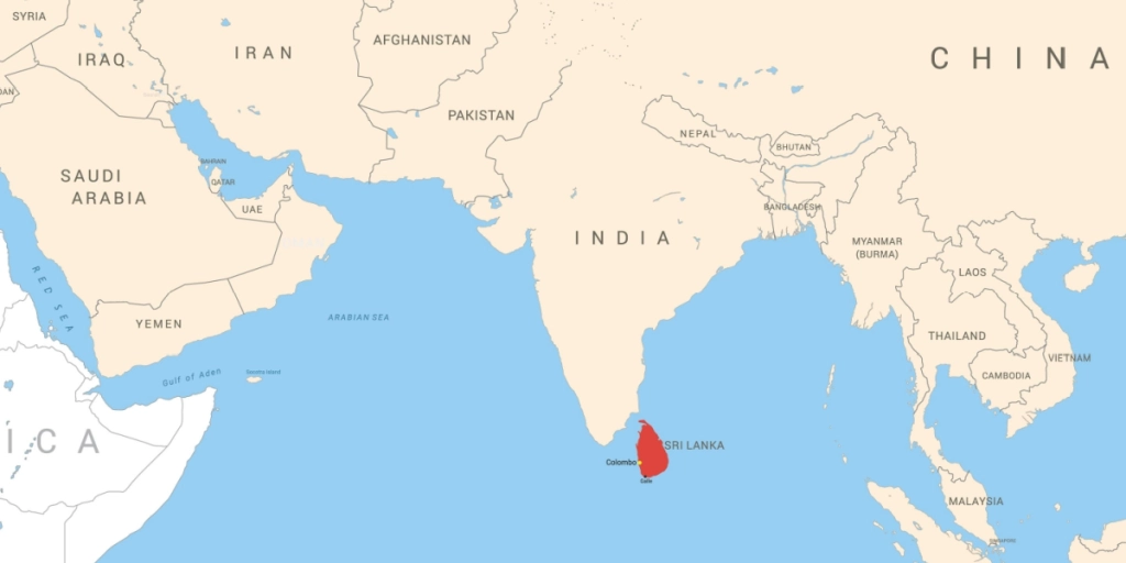 Sri Lanka, map, Indian Ocean