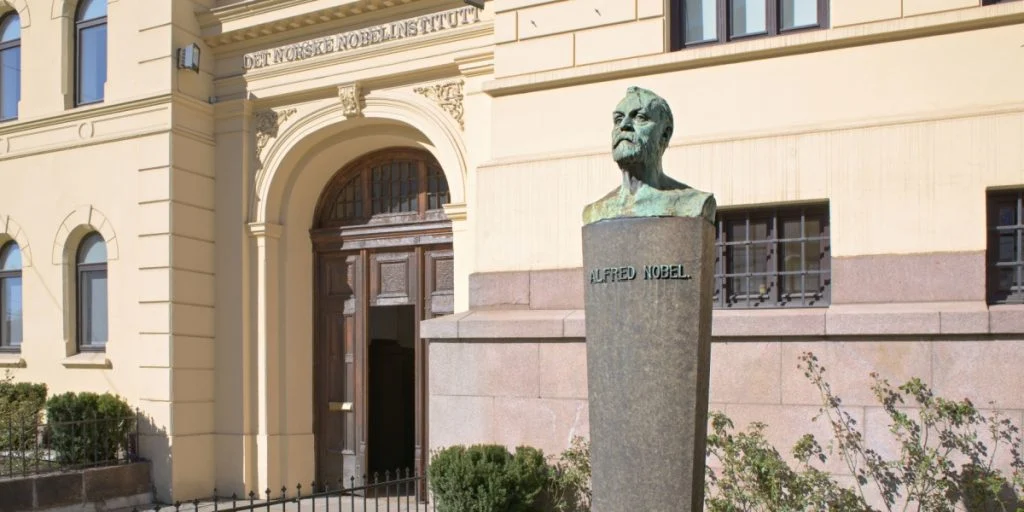 The Nobel institute Oslo Norway bust of Alfred Nobel