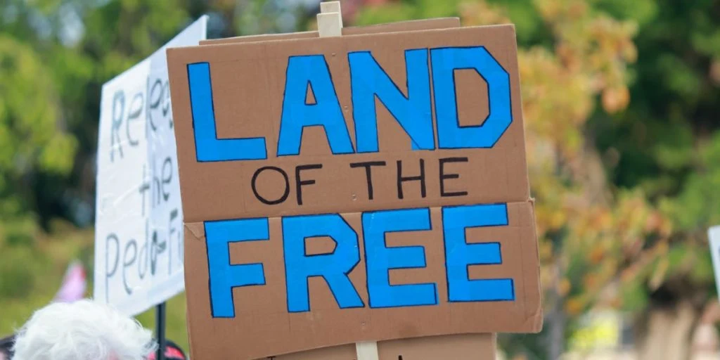 land of the free usa protest sign