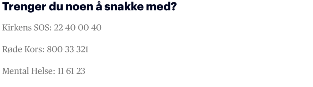 kirkens sos, røde kors, mental helse
