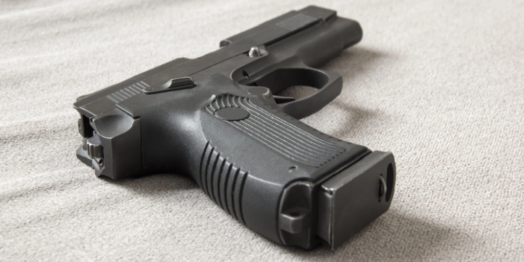 Gun, couch, pistol, firearm