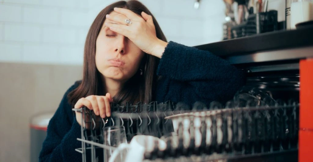 Frustrated, dishwasher