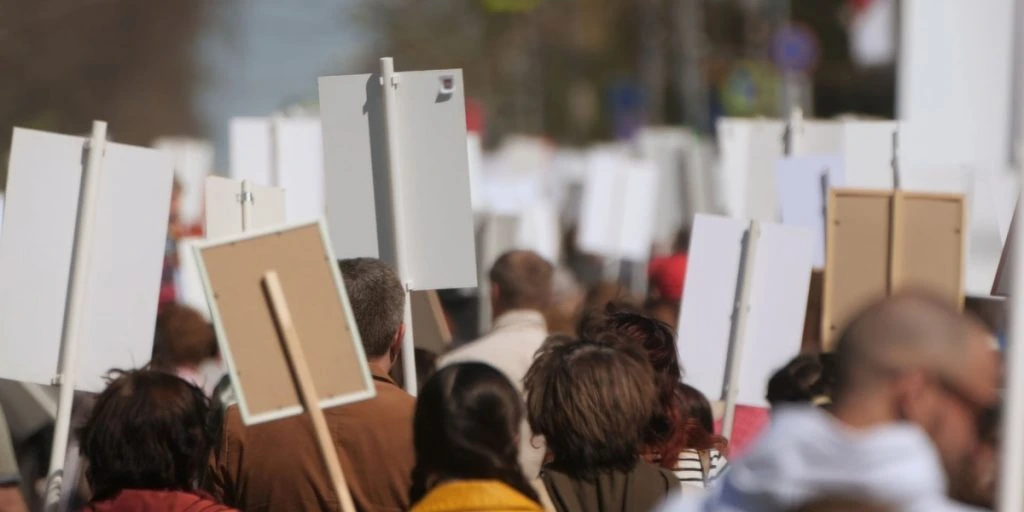 Protest signs demonstration