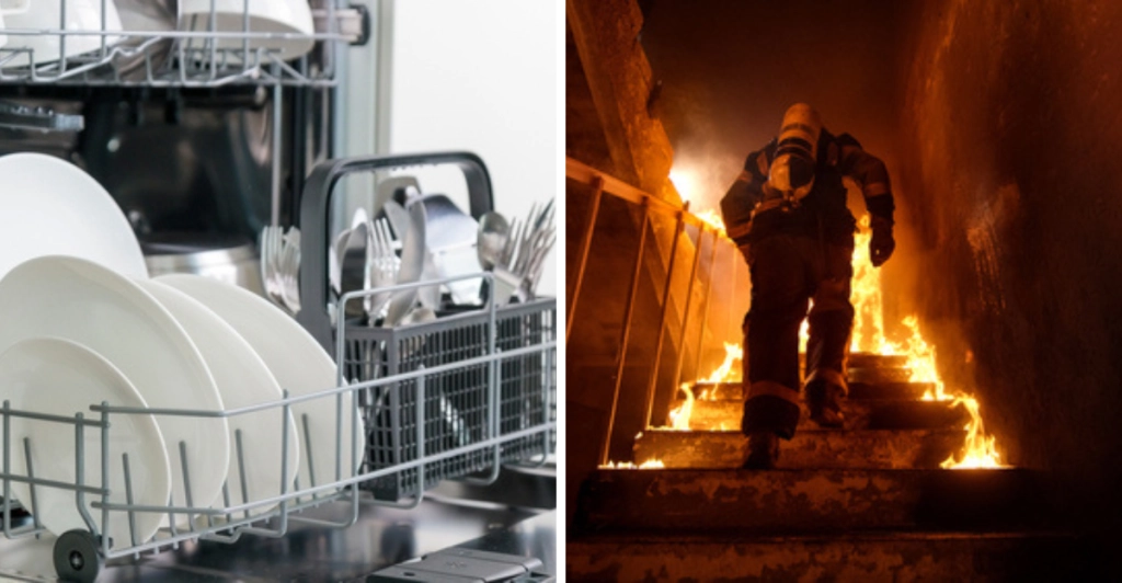 Diskmaskin / Hus i brand