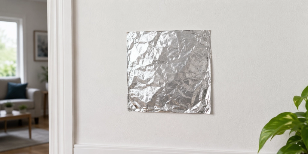 Aluminiumfolie på väggen