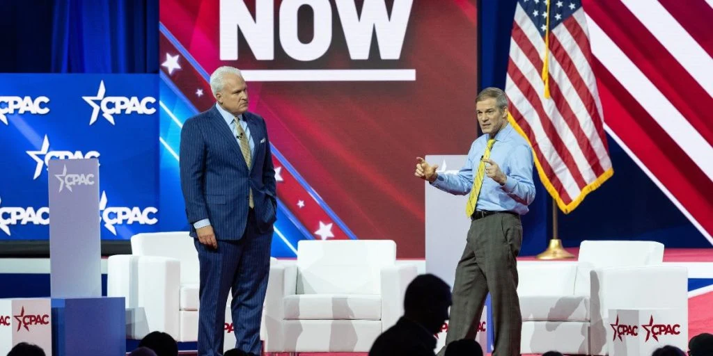 Matt Schlapp, CPAC Chairman in conversation with Congressman Jim Jordan on the 1st day of CPAC Washington, DC conference at Gaylord National Harbor Resort Convention on March 2, 2023