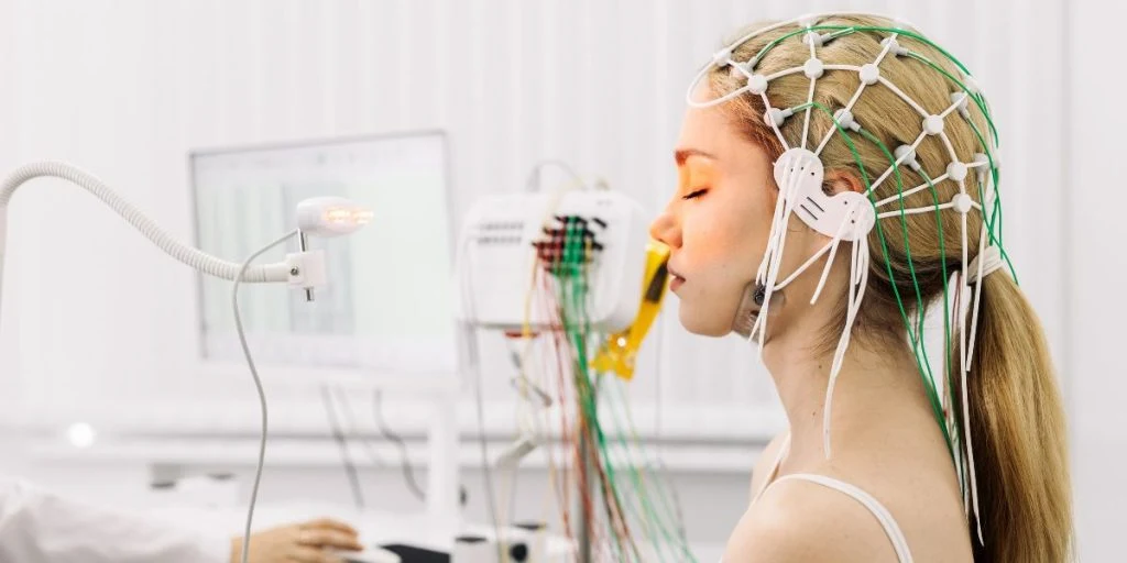 patient is preparing for a brain activity scan