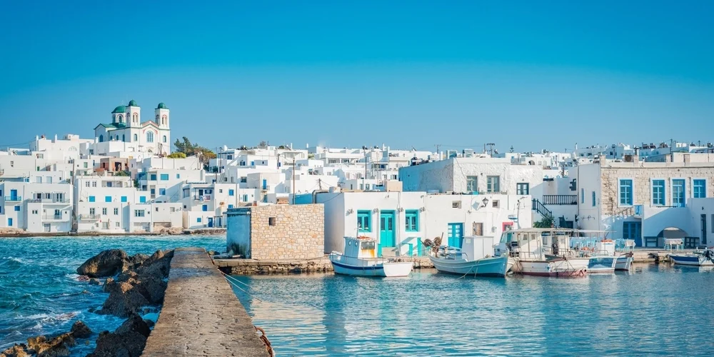 Paros set fra havet, Grækenland