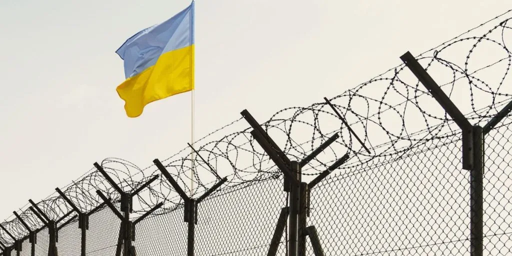Barbed wire Ukraine flag