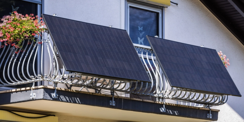 Balcony, solar panels, plug-in