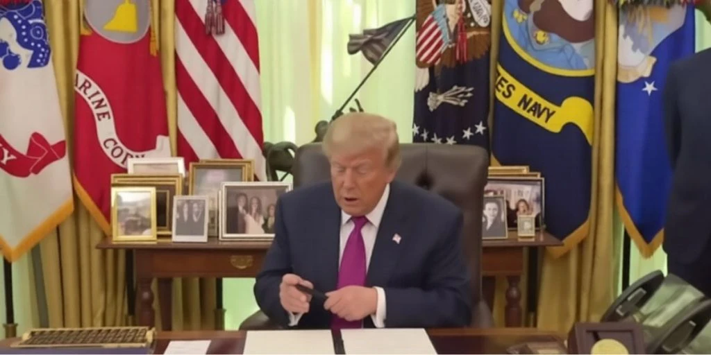 Donald Trump signing Lake America papers