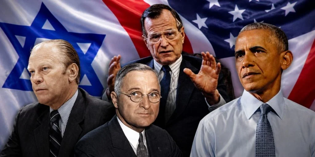 Gerald Ford Harry Truman George H. W. Bush Barack Obama USA Israel flag
