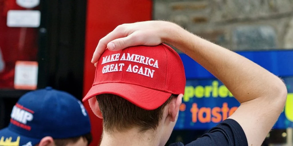 MAGA hat from behind