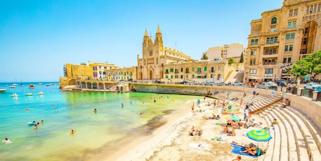 Malta, beach, city