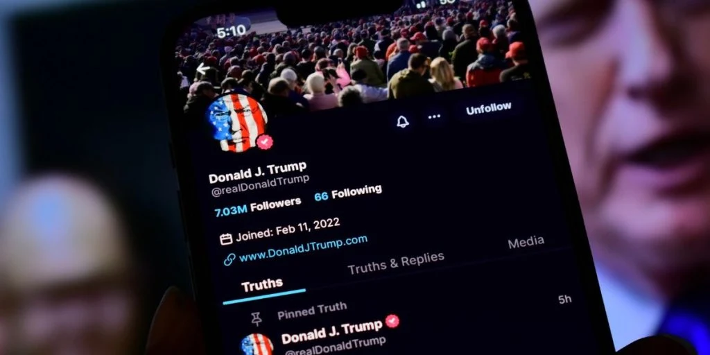 Truth Social Donald Trump account smartphone
