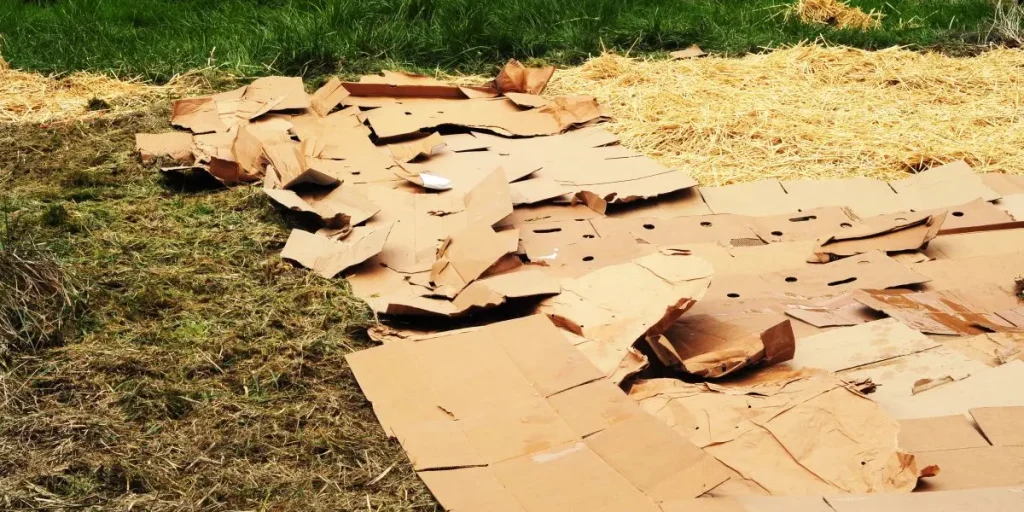 cardboard and grass, pap på græs