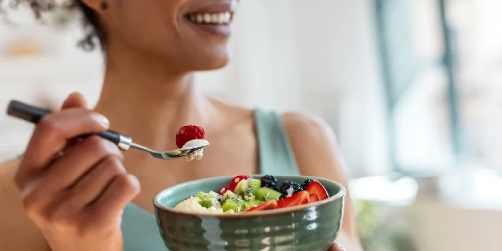 eating fruit, woman