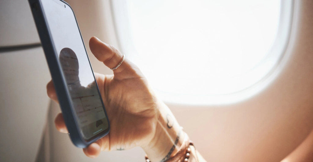 mobil på flyget