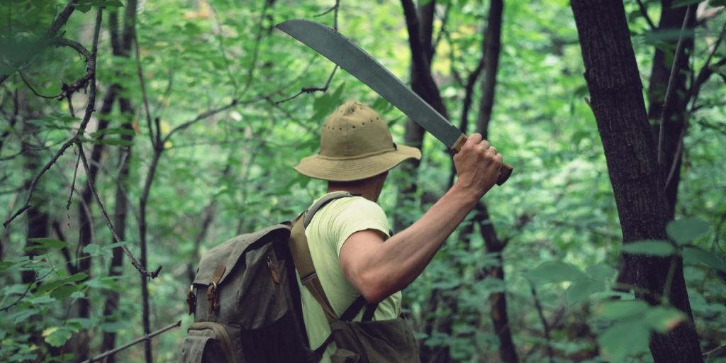 Machete, jungle, adventure, archeologist, tourist