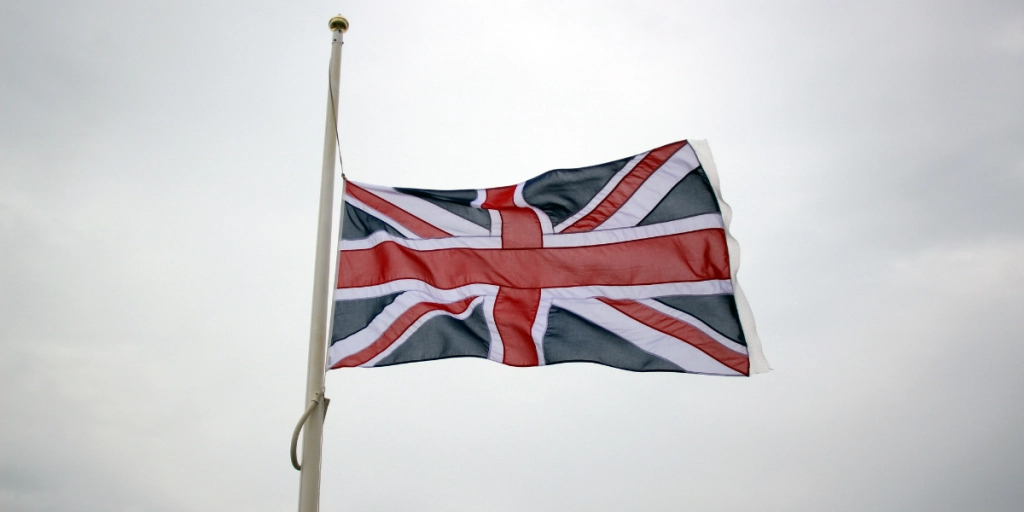 UK flag, Union Jack, half mast