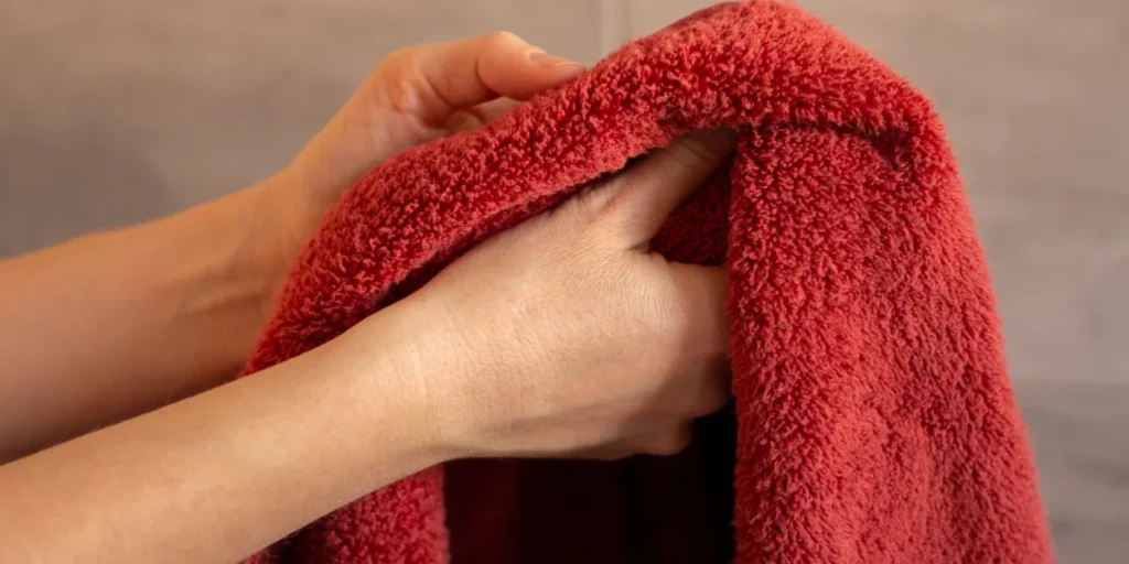 Red towel, rødt håndklæde