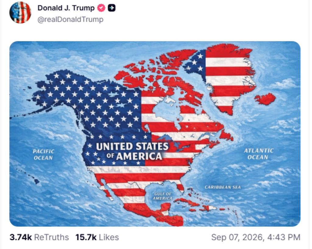Donald Trump, Map, USA, Greenland, Grønland, Island, Iceland, Trump Social