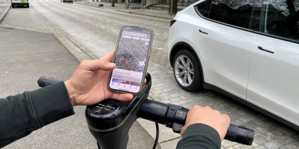 Mobil, Google Maps, sparkesykkel, løbehjul