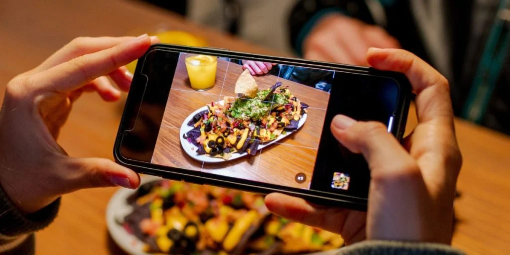 Smartphone photo picture of food influencer