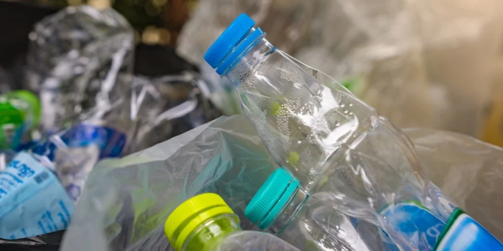 Nærbillede af plastikflasker